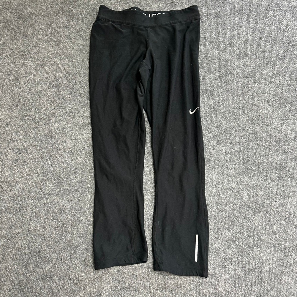Nike Leggings Womens Size S Black Dri-Fit Cropped Athletic Running Zip Pocket